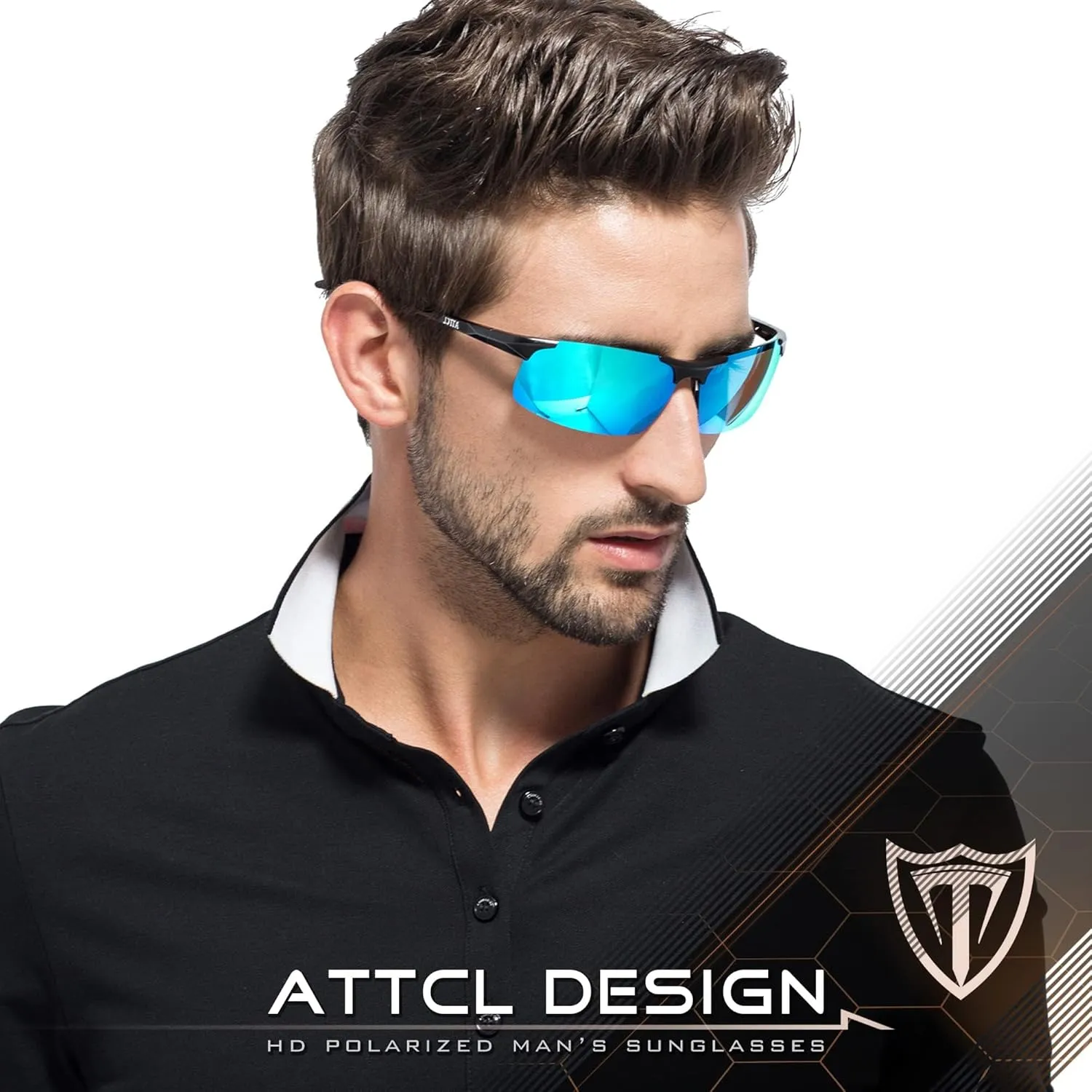 ATTCL Men's Fashion Driving Polarized Sunglasses for Men - Al-Mg metal Ultralight Frame