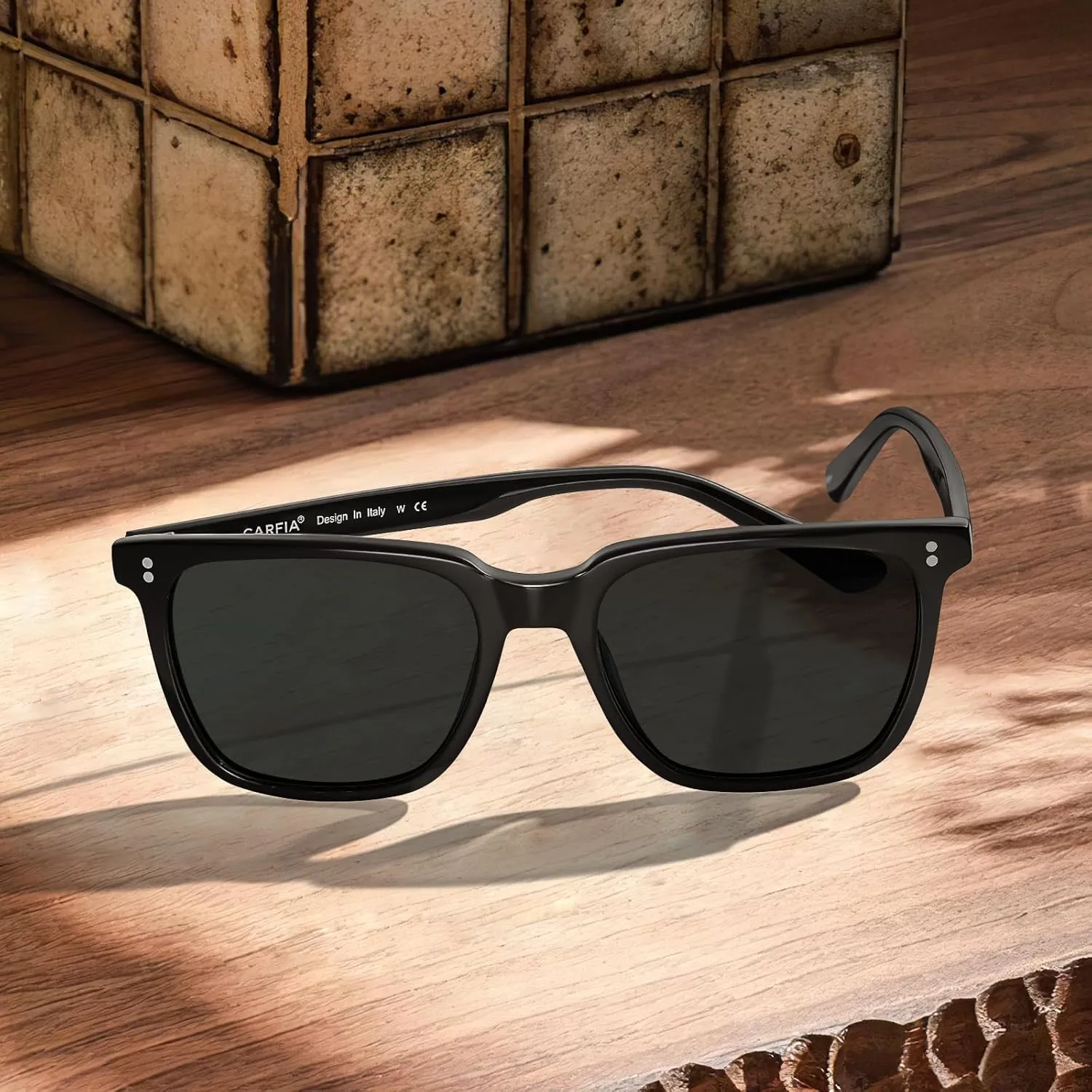 CARFIA Retro Acetate Polarized Sunglasses for Men UV400 Protection Driving Outdoor Anti-Glare Sun Glasses CA5354WS