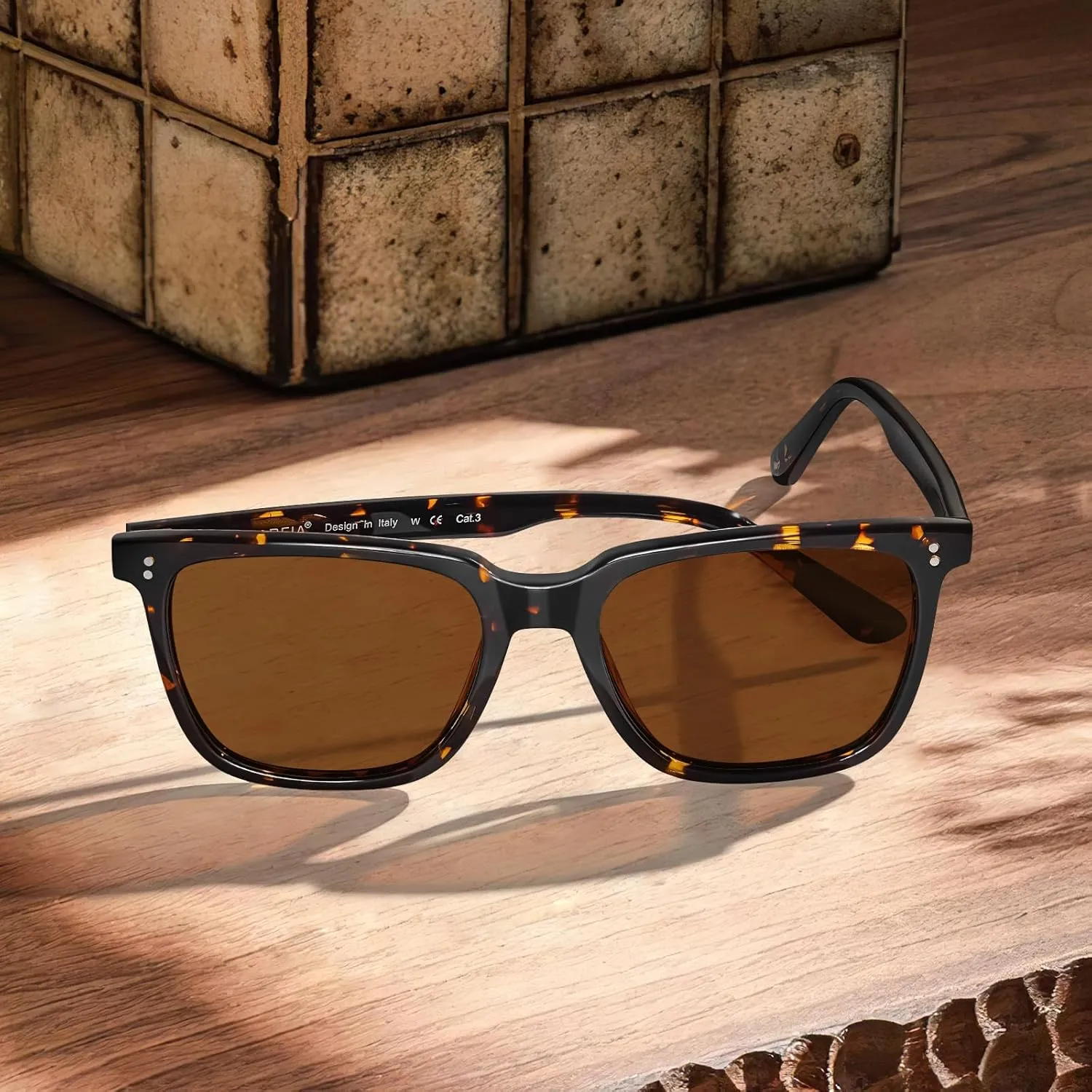 CARFIA Retro Acetate Polarized Sunglasses for Men UV400 Protection Driving Outdoor Anti-Glare Sun Glasses CA5354WS