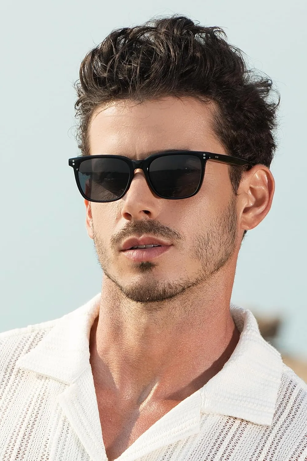 CARFIA Retro Acetate Polarized Sunglasses for Men UV400 Protection Driving Outdoor Anti-Glare Sun Glasses CA5354WS