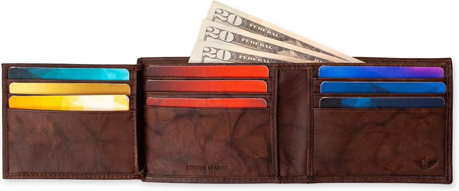 Dockers Men's Bifold Leather Wallet-Thin Slimfold Extra Capacity