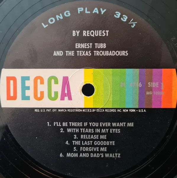 Ernest Tubb And The Texas Troubadours - By Request (LP, Album, Mono) (VG )