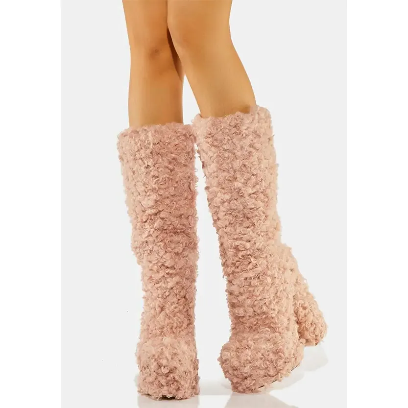 Funki Buys | Boots | Women's Knee-High Fuzzy Platform Boots