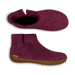 Glerups NZ Felted Wool Boot with Natural Rubber Sole - Cranberry