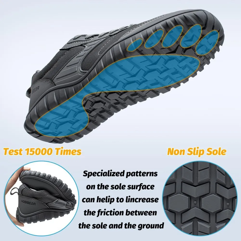 HOBIBEAR Wide Barefoot Shoes for Womens Mens Minimalist Trail Running Hiking Sneakers Comfortable Lightweight