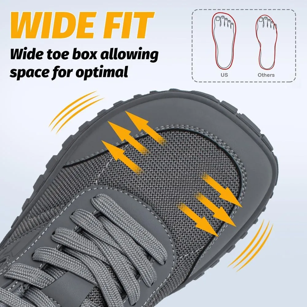 HOBIBEAR Wide Barefoot Shoes for Womens Mens Minimalist Trail Running Hiking Sneakers Comfortable Lightweight