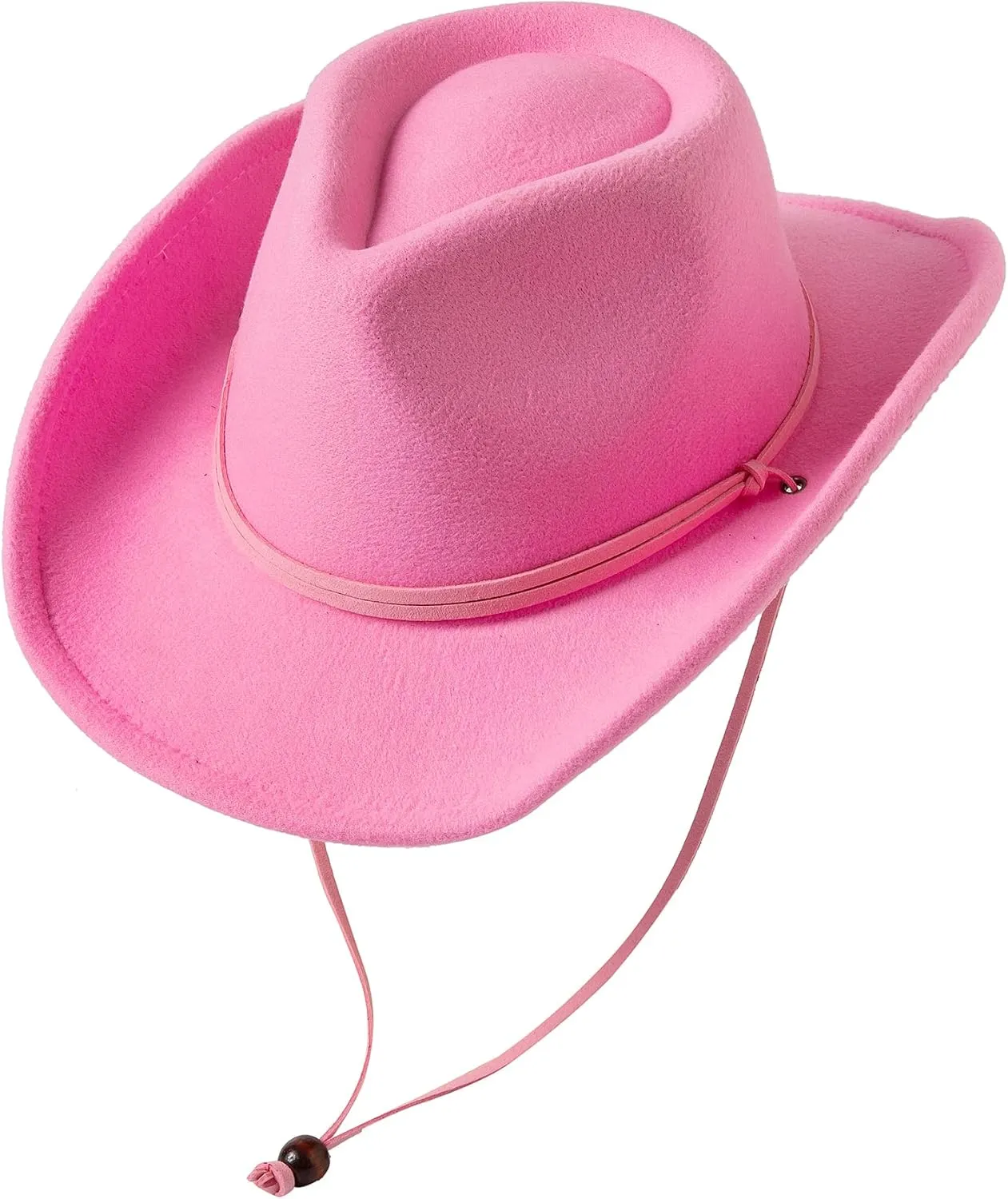 Jastore Kids Girls Boys Wide Brim Western Cowboy Cowgirl Hat with Wind Lanyard Felt Fedora Hat