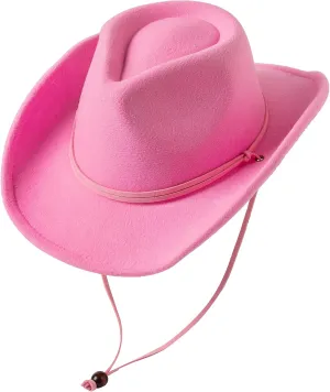 Jastore Kids Girls Boys Wide Brim Western Cowboy Cowgirl Hat with Wind Lanyard Felt Fedora Hat