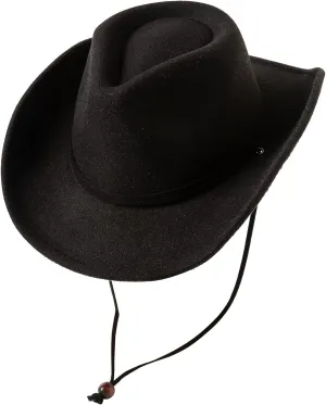 Jastore Kids Girls Boys Wide Brim Western Cowboy Cowgirl Hat with Wind Lanyard Felt Fedora Hat