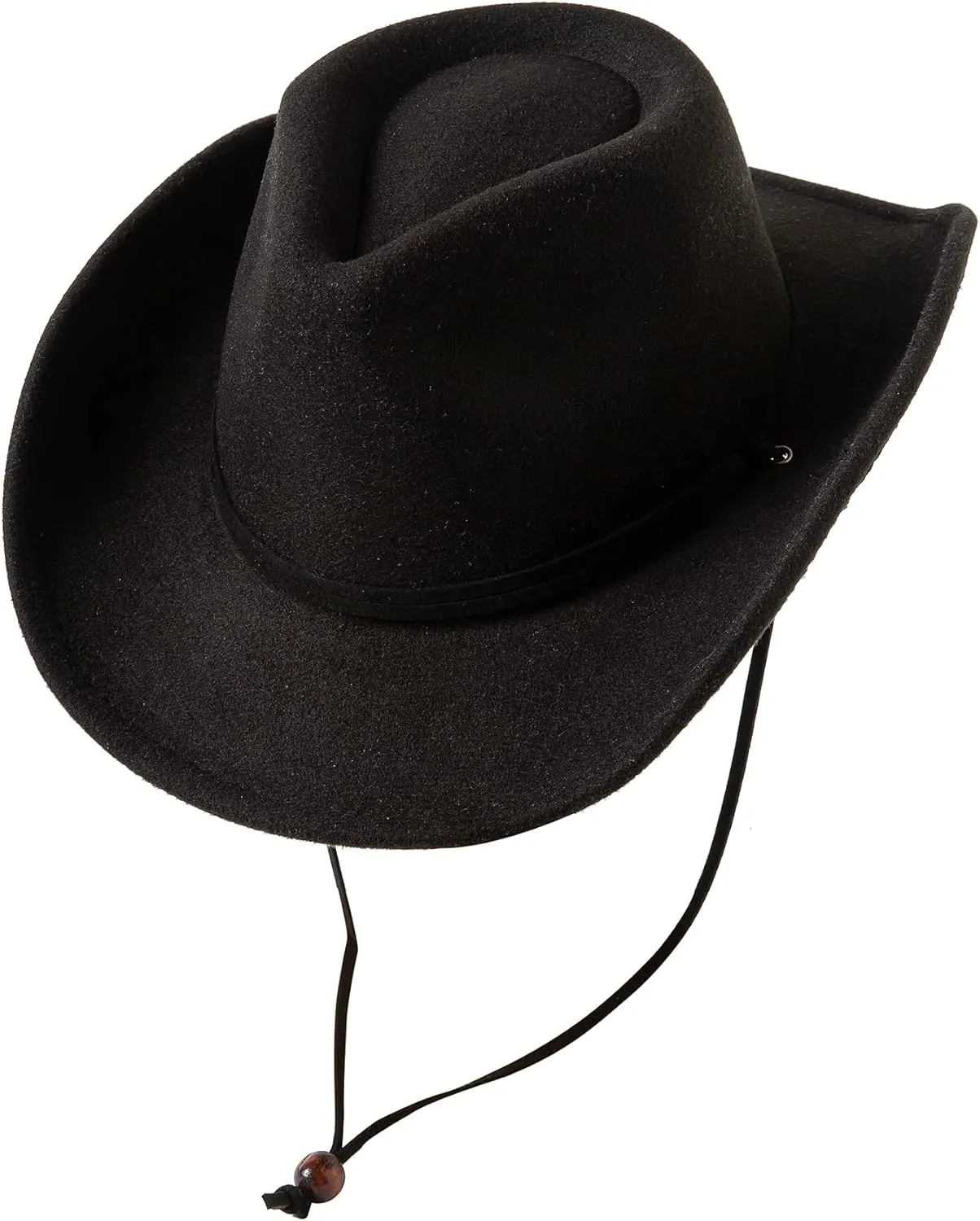 Jastore Kids Girls Boys Wide Brim Western Cowboy Cowgirl Hat with Wind Lanyard Felt Fedora Hat
