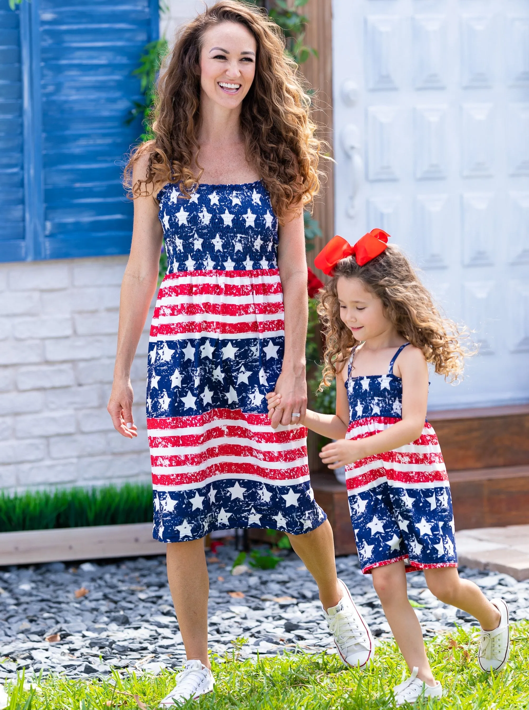 Mommy and Me Oh My Stars and Stripes Smocked Sundress