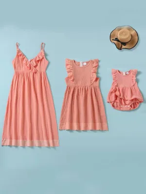 Mommy and Me Peachy Day Ruffle Dress