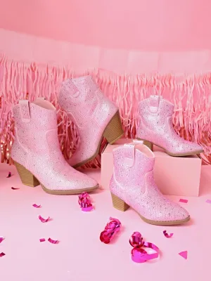Pink Rhinestone Western Mommy and Me Boots
