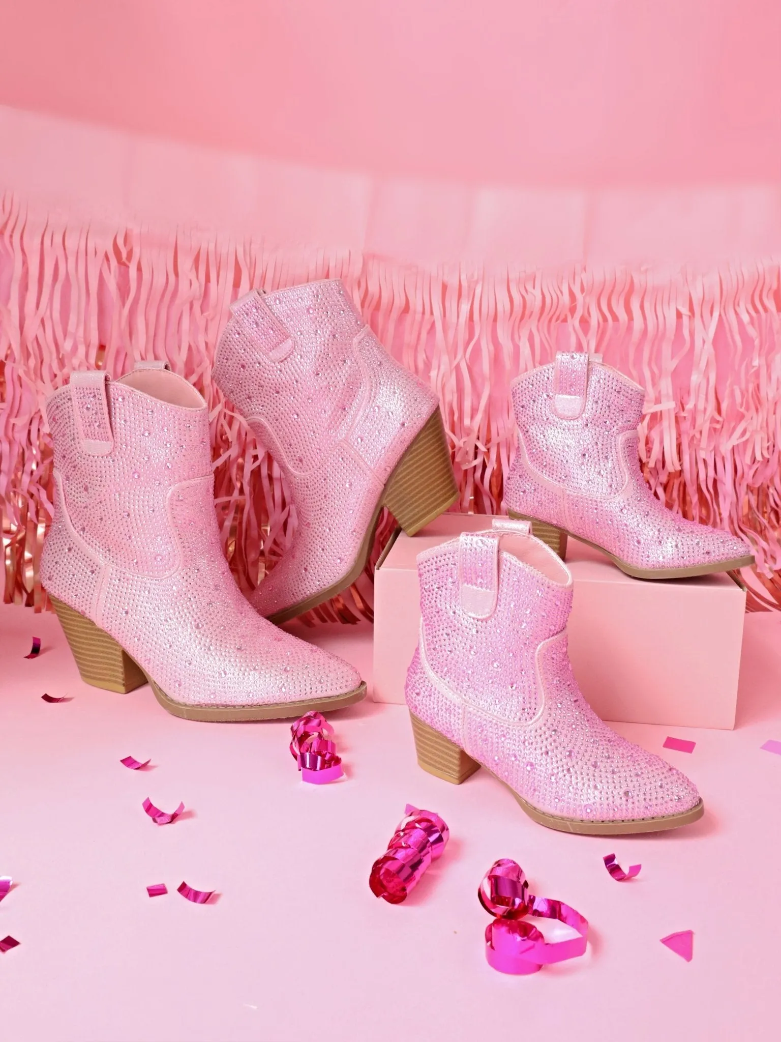 Pink Rhinestone Western Mommy and Me Boots