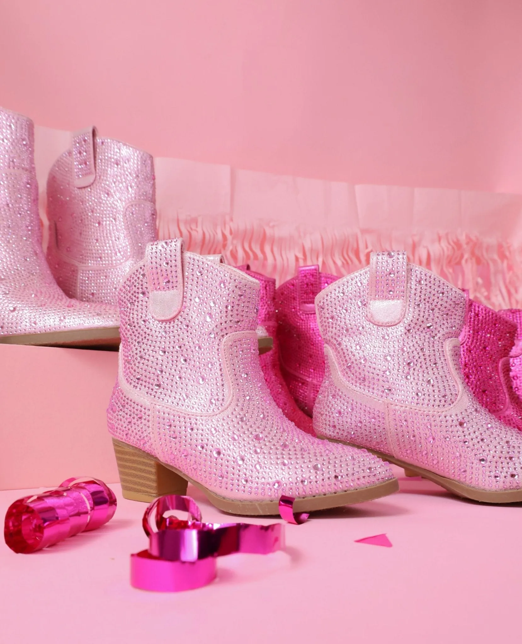 Pink Rhinestone Western Mommy and Me Boots