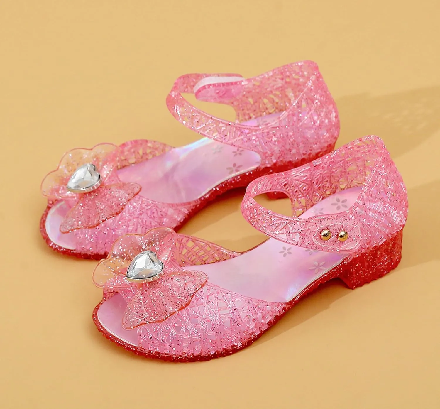 Princess Sandals Jelly Shoes for Girls, Snow Queen Little Girls Toddler Glitter Dress Flats with Bow Birthday Frozen Inspired Party Cosplay Costumes
