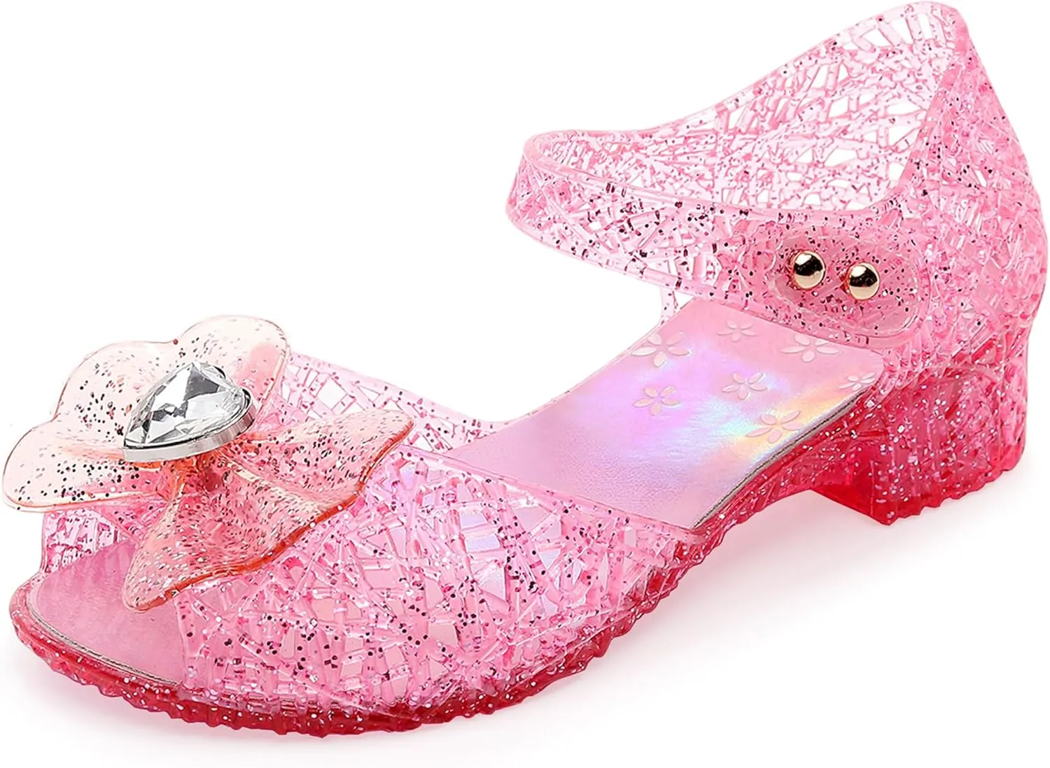Princess Sandals Jelly Shoes for Girls, Snow Queen Little Girls Toddler Glitter Dress Flats with Bow Birthday Frozen Inspired Party Cosplay Costumes