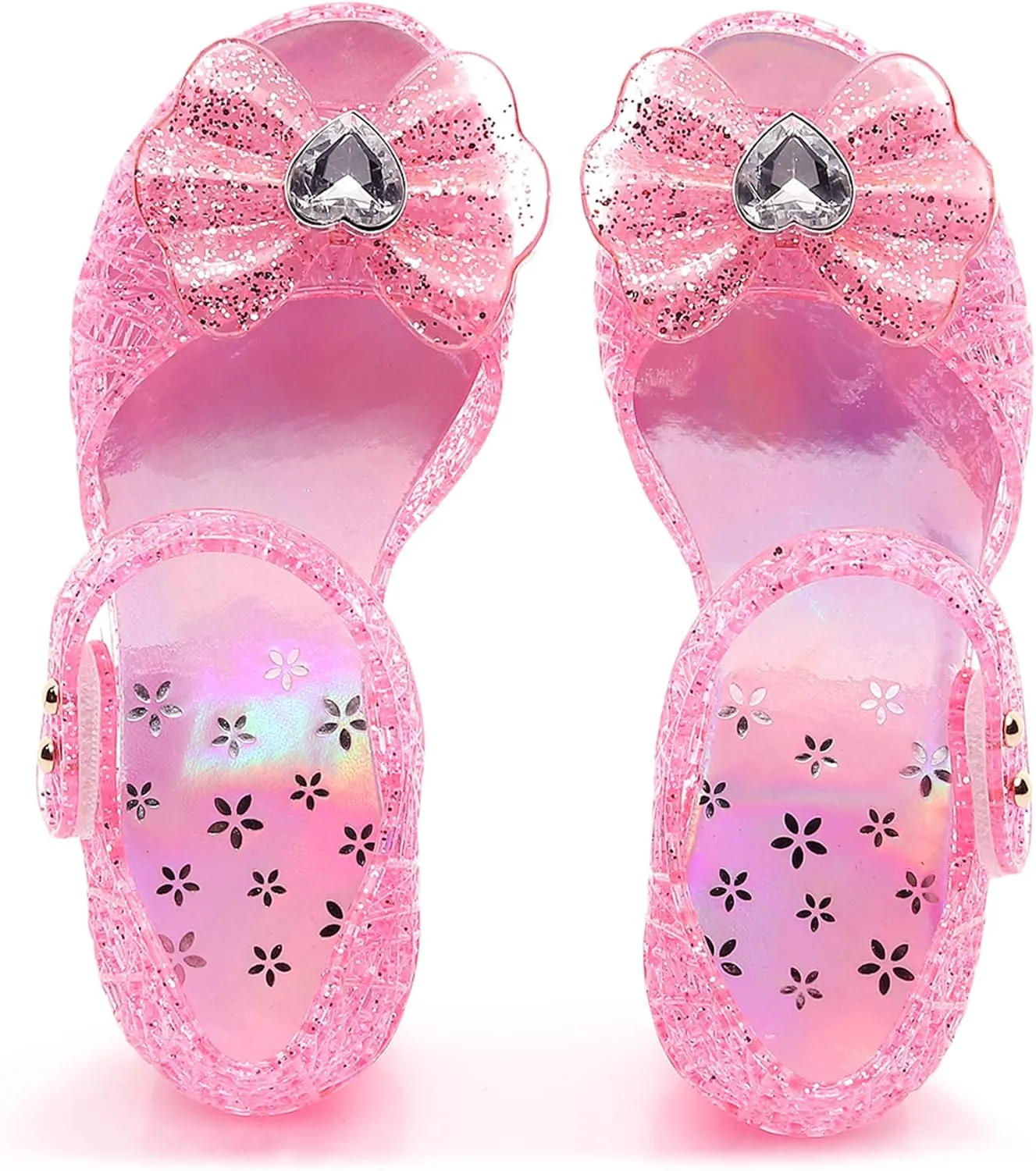 Princess Sandals Jelly Shoes for Girls, Snow Queen Little Girls Toddler Glitter Dress Flats with Bow Birthday Frozen Inspired Party Cosplay Costumes