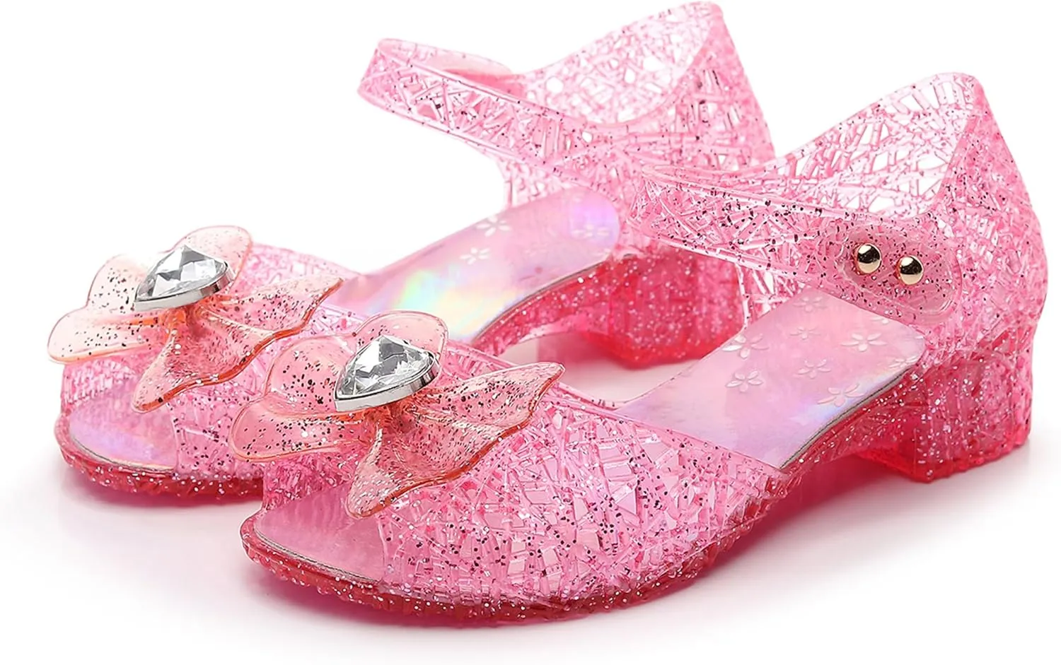Princess Sandals Jelly Shoes for Girls, Snow Queen Little Girls Toddler Glitter Dress Flats with Bow Birthday Frozen Inspired Party Cosplay Costumes