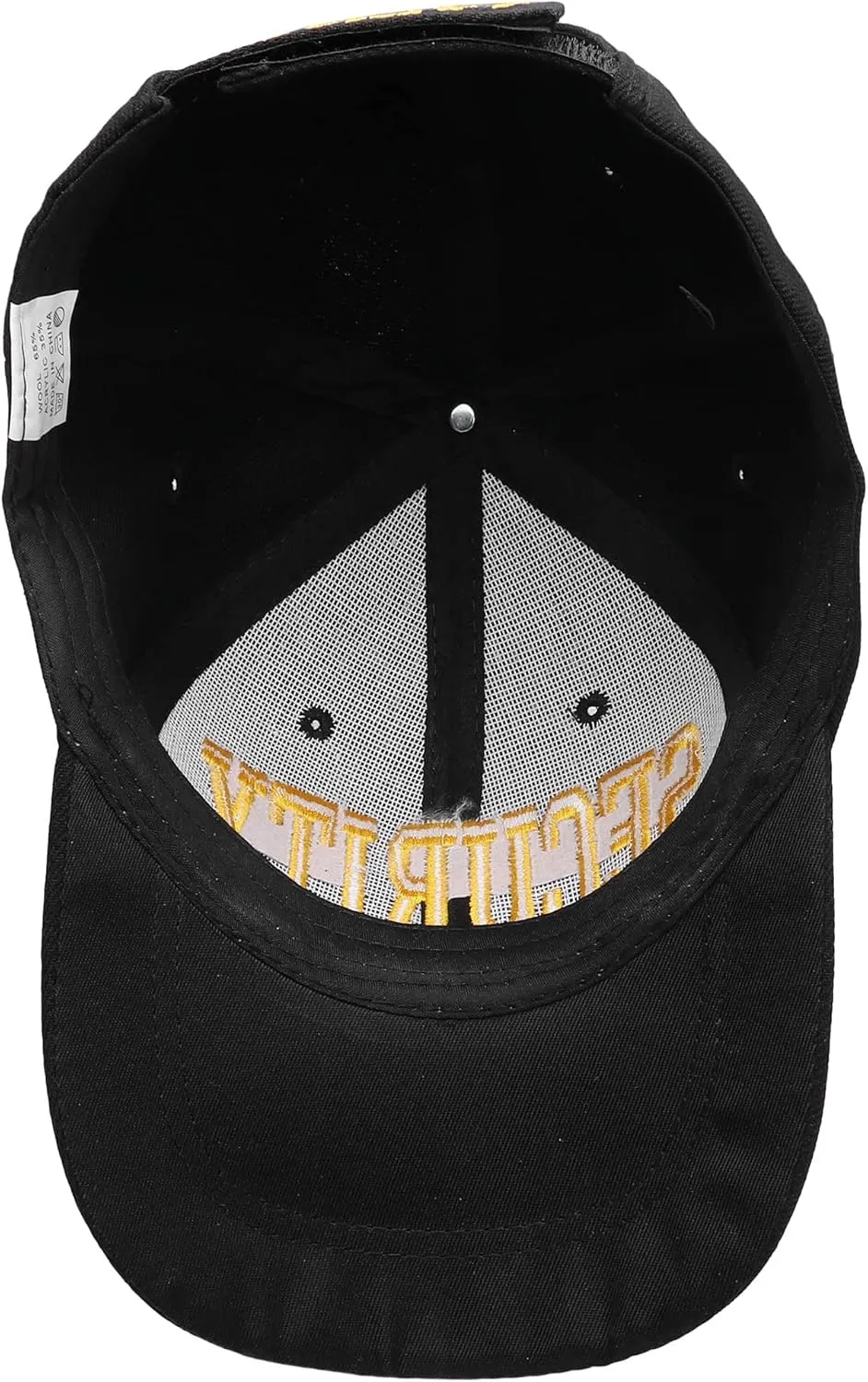 Security Hat Baseball Cap - Gold or White Embroidery Security Front, Bill & Back - Adjustable Size
