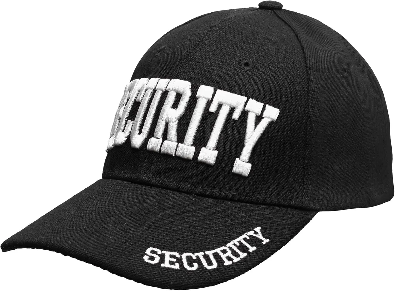 Security Hat Baseball Cap - Gold or White Embroidery Security Front, Bill & Back - Adjustable Size