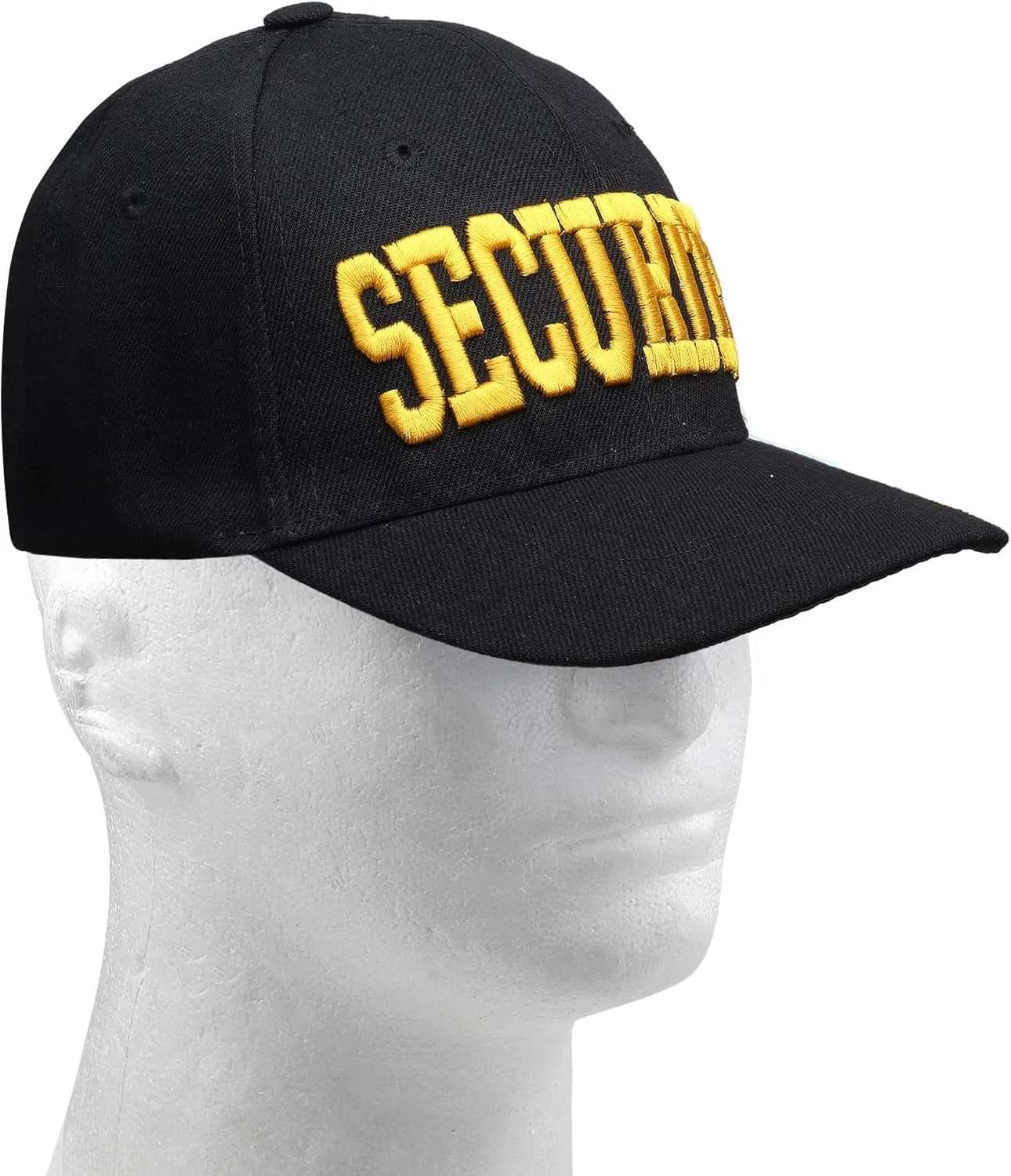Security Hat Baseball Cap - Gold or White Embroidery Security Front, Bill & Back - Adjustable Size