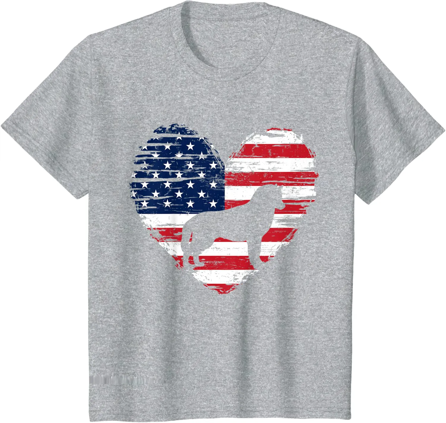Siberian Husky Dog American Flag Heart 4th of July USA Men T-Shirt