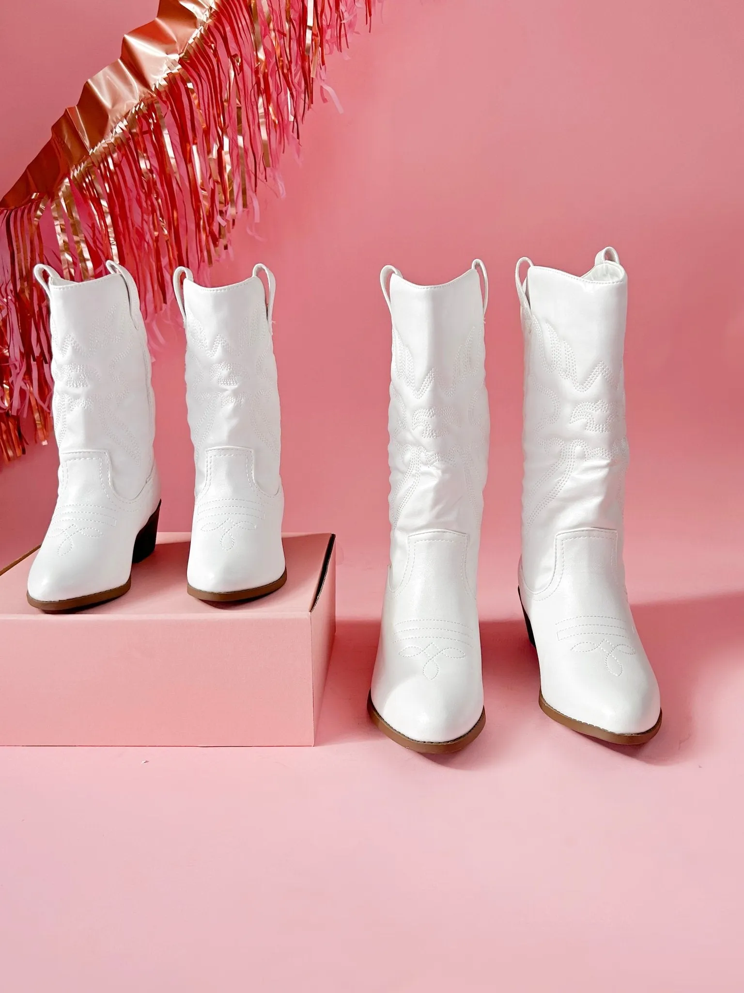 White Western Mommy and Me Boots
