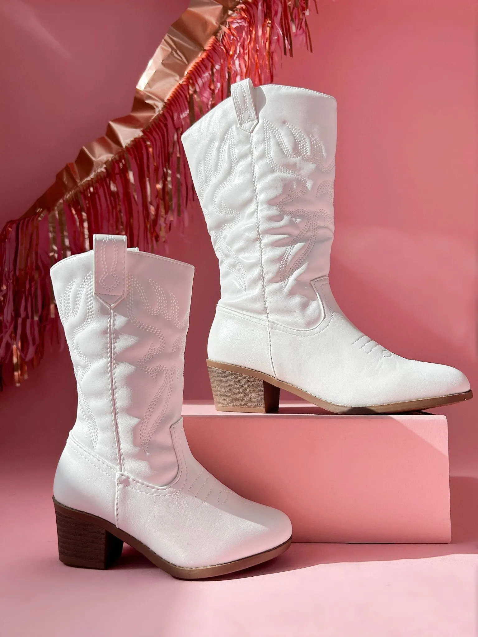 White Western Mommy and Me Boots