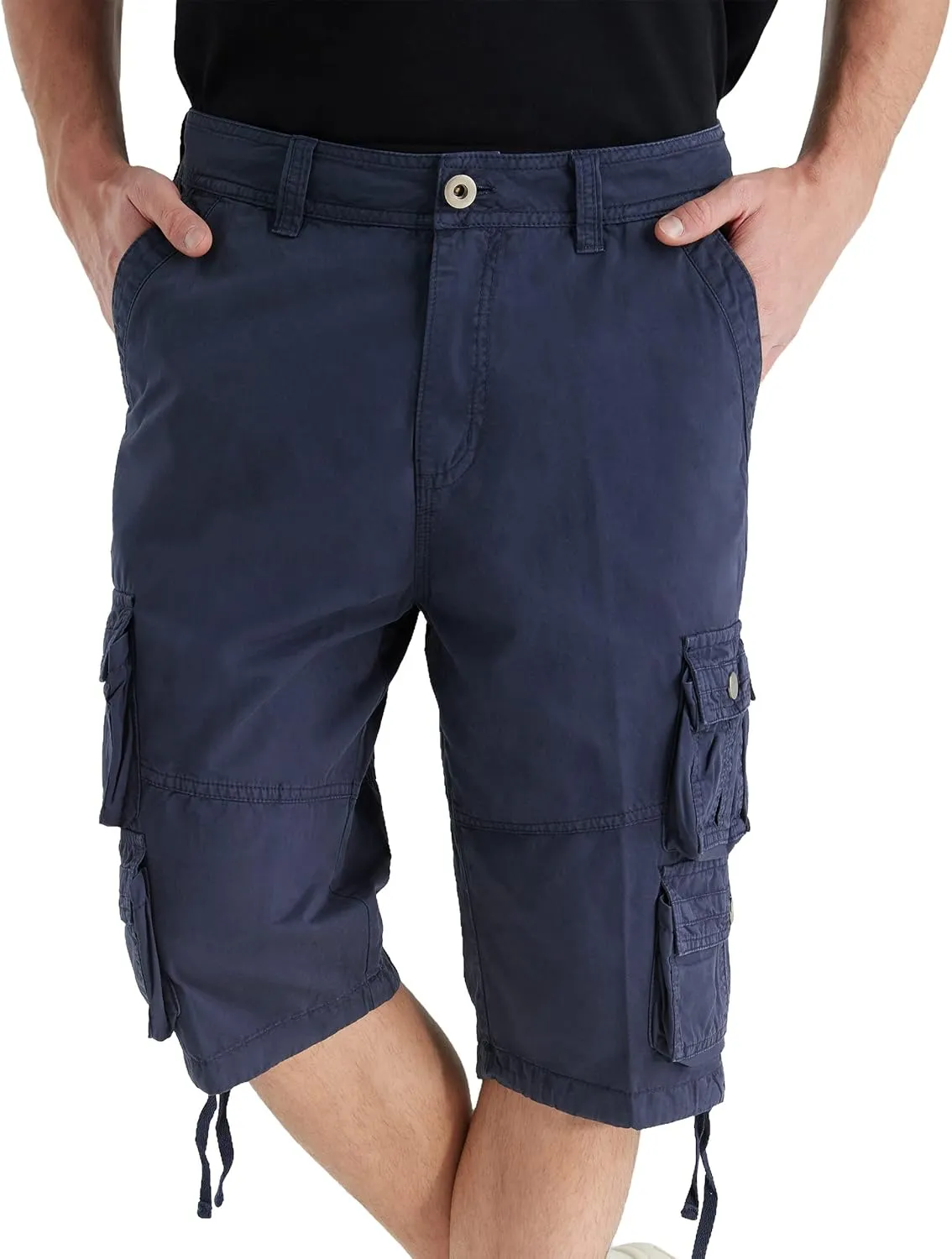 YGREYG Mens Cargo Shorts Long Capri Below The Knee Shorts 3/4 Relaxed Fit Long Shorts with Pockets