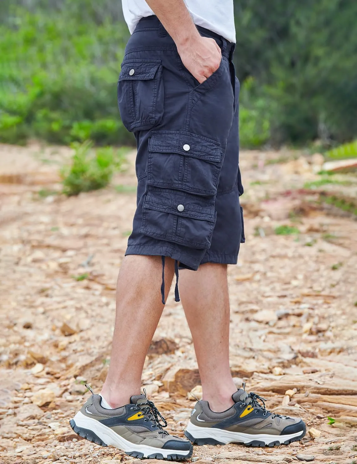 YGREYG Mens Cargo Shorts Long Capri Below The Knee Shorts 3/4 Relaxed Fit Long Shorts with Pockets
